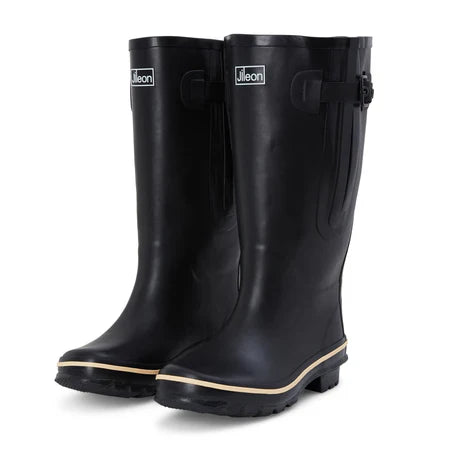 Jileon Rain Boots Extra Wide Calf Womens' Rain Boots - Black - 16-23 Inch Calf - Wide Foot & Ankle
