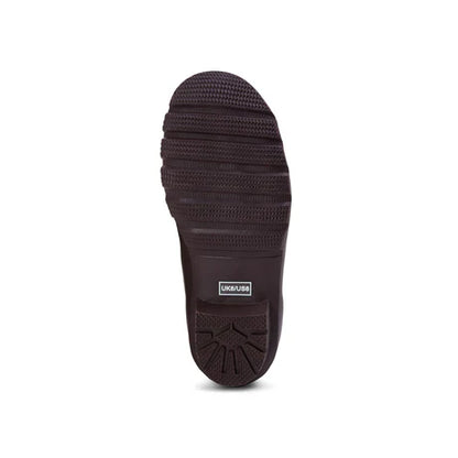 Jileon Rain Boots Ankle Height Rain Boots - Chocolate with Orange Trim - Wide Foot - Easy to Slip On