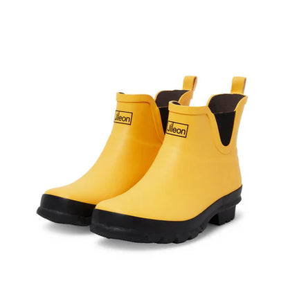 Jileon Rain Boots Ankle Height Rain Boots - Yellow Matt - Wide Foot - Easy to Slip On