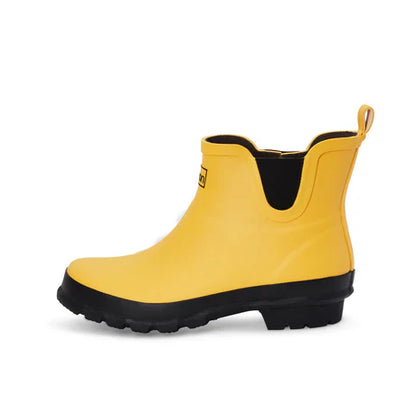 Jileon Rain Boots Ankle Height Rain Boots - Yellow Matt - Wide Foot - Easy to Slip On