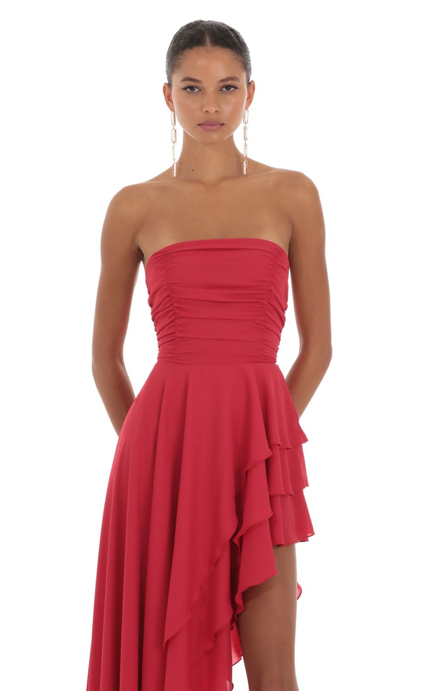 Lucy In The Sky Asymmetrical Corset Dress in Red