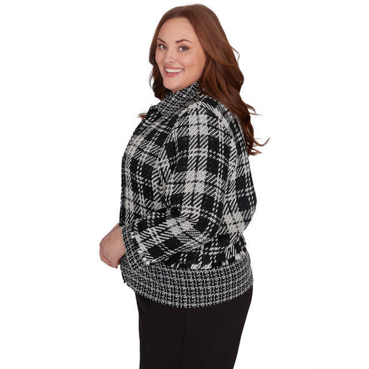 Alfred Dunner Women's Spliced Plaid Boucle Jacket