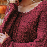 Cupshe Burgundy Popcorn Knit Sweater (x2)