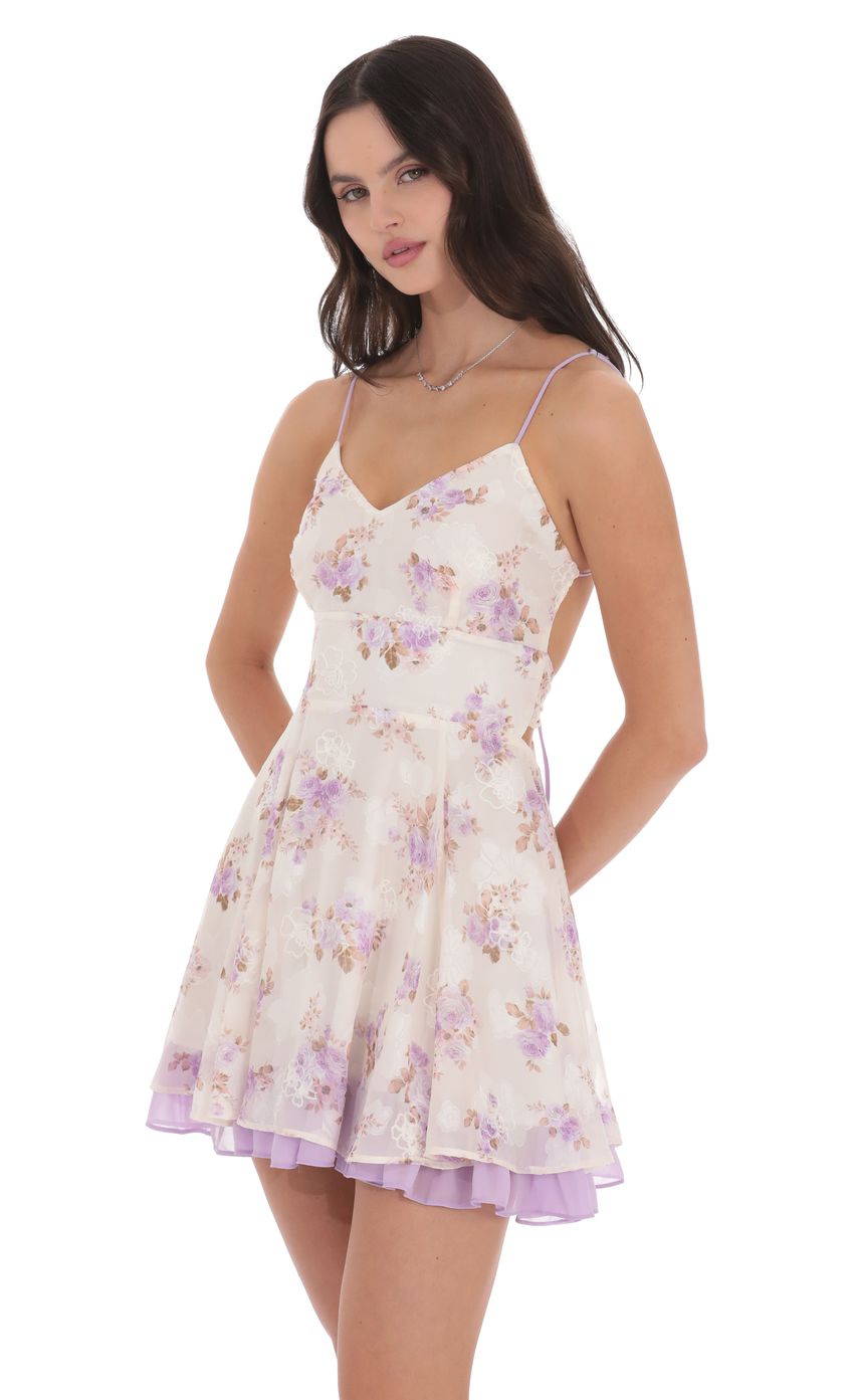 Lucy In The Sky Floral Fit and Flare Dress in Cream