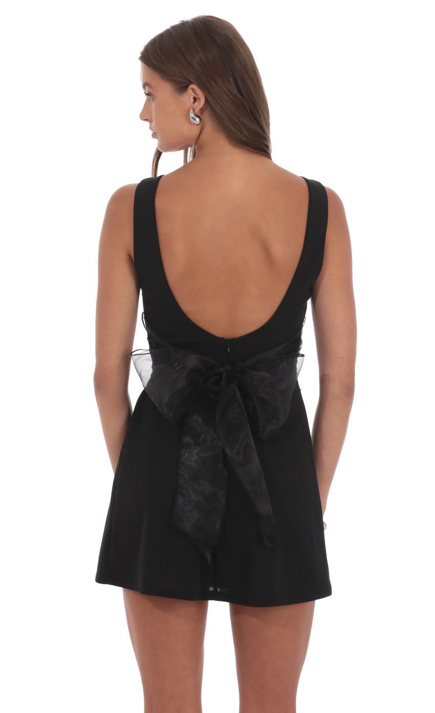 Lucy In The Sky High Neck Back Bow Dress in Black
