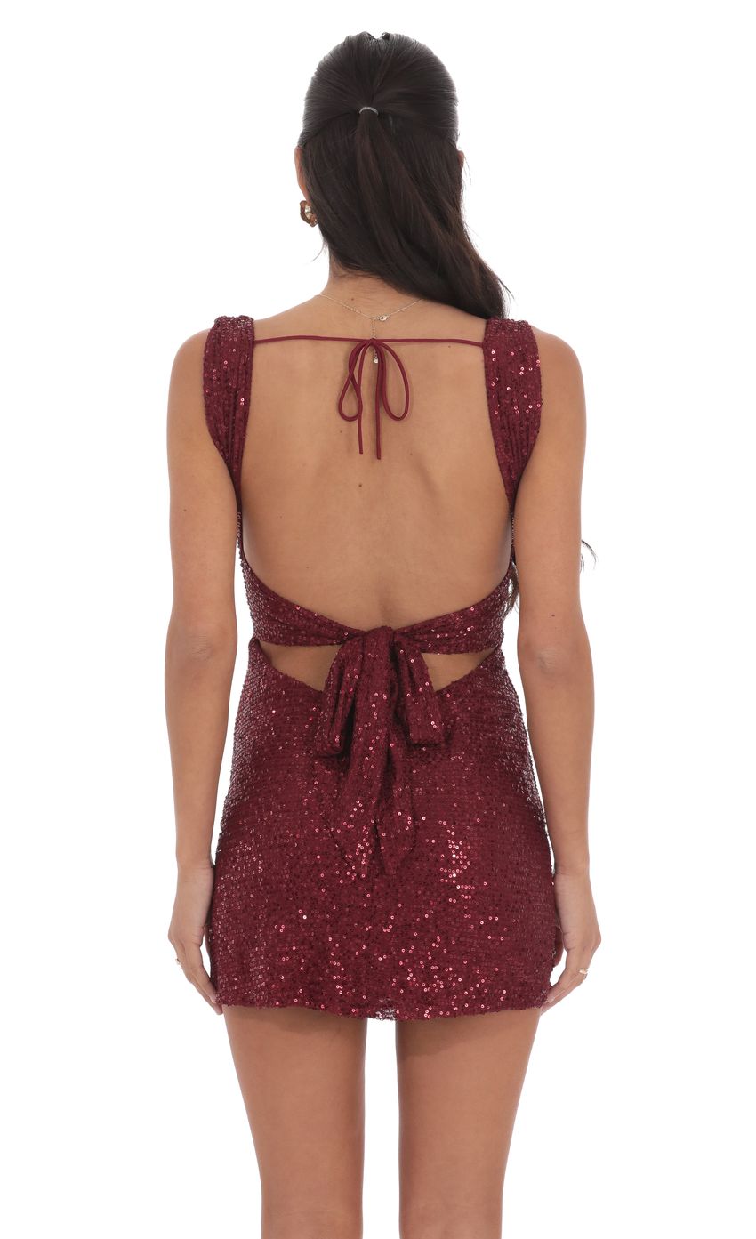 Lucy In The Sky Sequin Bodycon Dress in Red