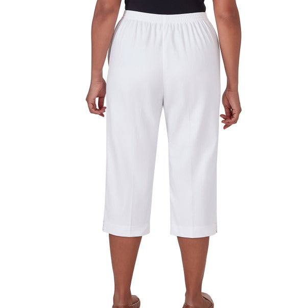 Alfred Dunner Women's Twill Capri With Pockets -  WHITE