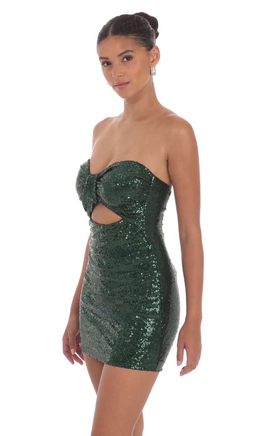 Lucy In The Sky Sequin Strapless Cutout Dress in Green