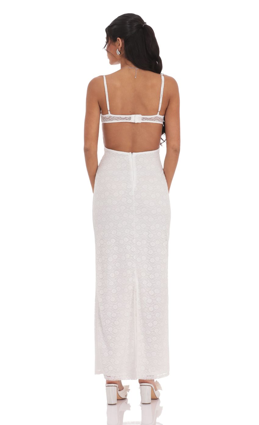 Lucy In The Sky Lace Open Back Maxi Dress in White