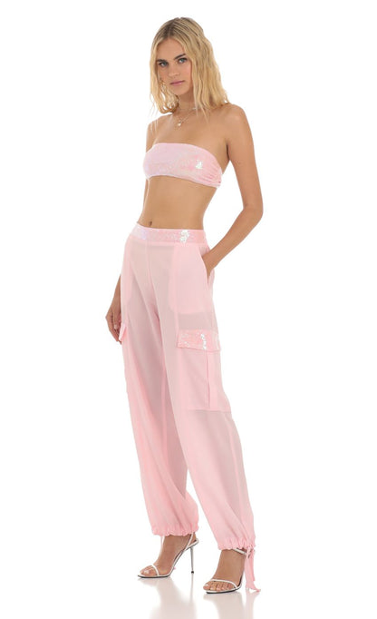 Lucy In The Sky Sequin Two Piece Set in Pink