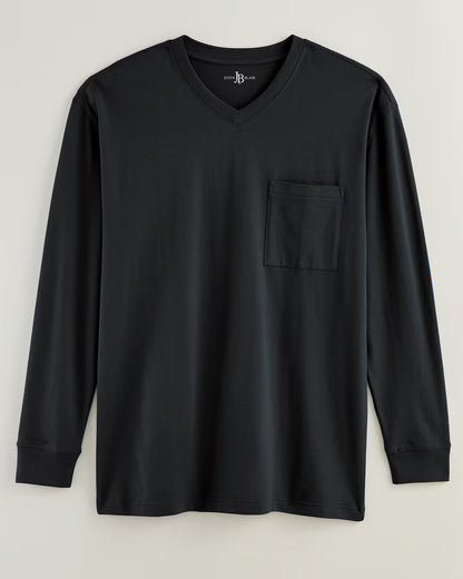 BLAIR John Blair Everyday Jersey Knit Long-Sleeve Pocket V-Neck Tee