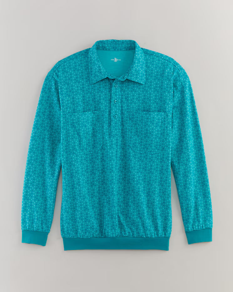 BLAIR John Blair Long-Sleeve Banded-Bottom Polo