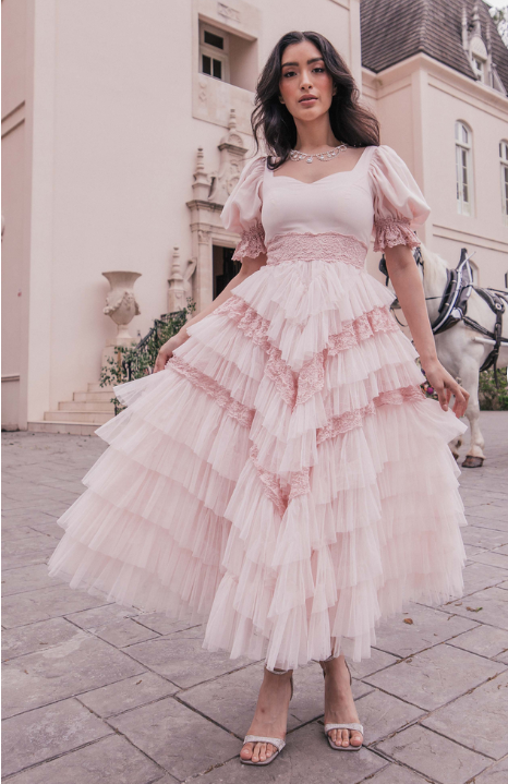 JessaKae Thumbelina Dress - Pink Lace