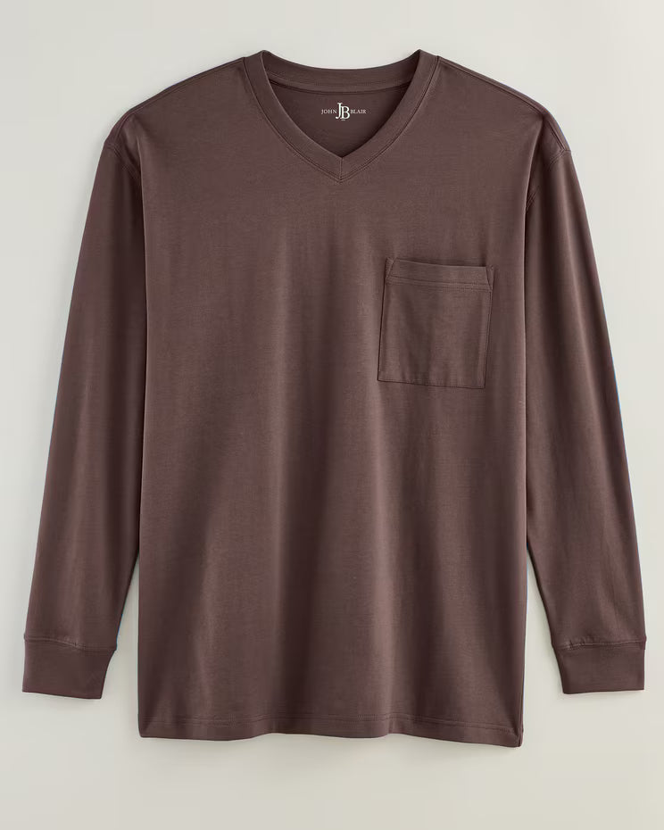 BLAIR John Blair Everyday Jersey Knit Long-Sleeve Pocket V-Neck Tee Top 2