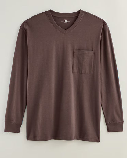 BLAIR John Blair Everyday Jersey Knit Long-Sleeve Pocket V-Neck Tee Top 2