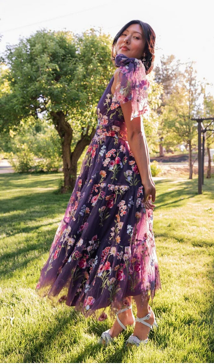 JessaKae Margaret Midi Dress - Purple Floral