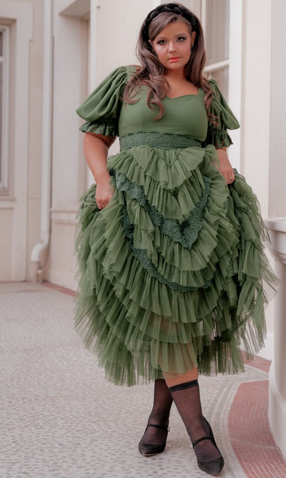 JessaKae Thumbelina Dress - Green Lace