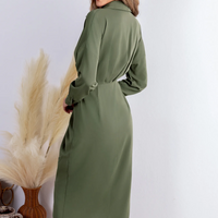 Cupshe Sage Collared Front Button Midi Shirt Dress