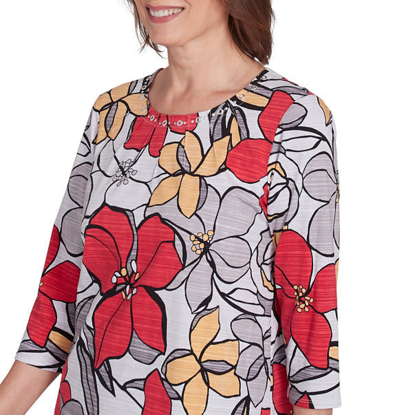 Alfred Dunner Women's Bold Floral Print Tee