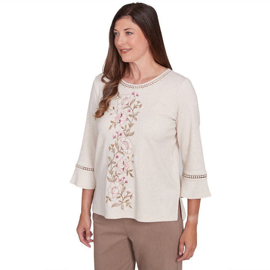 Alfred Dunner Women's Telluride Center Embroidered Floral Top