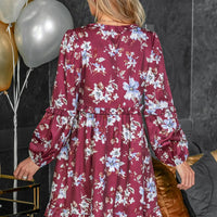 Cupshe Burgundy Floral Blouson Sleeve Dress (x2)