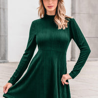 Cupshe Green Standing Collar Long Sleeve Jersey Dress(x2)