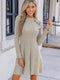 Cupshe Taupe Ribbed Knit High Neck Long Sleeve Mini Dress(x2)