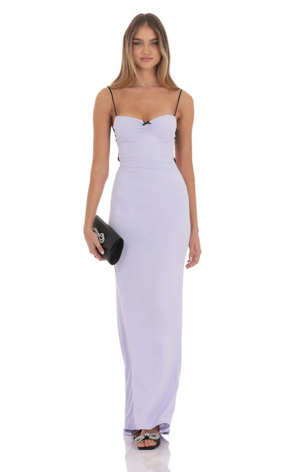 Lucy In The Sky Open Back Two-Toned Maxi Dress in Lavender