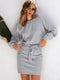 Cupshe Grey Scoop Neck Belted Dress