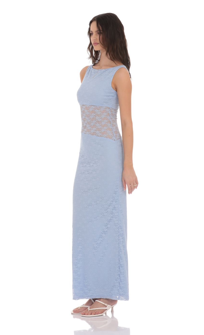 Lucy In The Sky Cutout Lace Maxi Dress in Light Blue