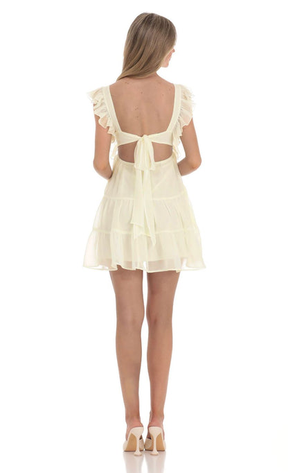 Lucy In The Sky Ruffle Strap Babydoll Ruffle Dress in Ivory