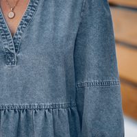 Cupshe Light Denim 3/4 Sleeve Mini Dress