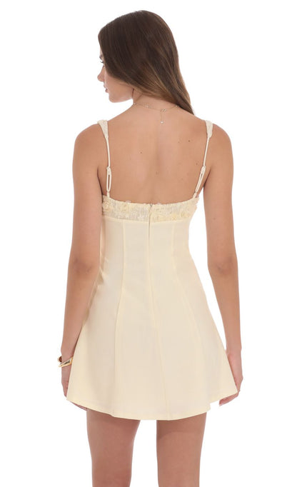 Lucy In The Sky Florette Bust Skater Dress in Cream