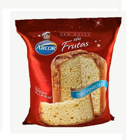 Pampa Direct Arcor Pan Dulce Veneciano Sin Frutas Sweet Panettone Without Fruits Venetian Style Cake, 400 g / 14 oz
