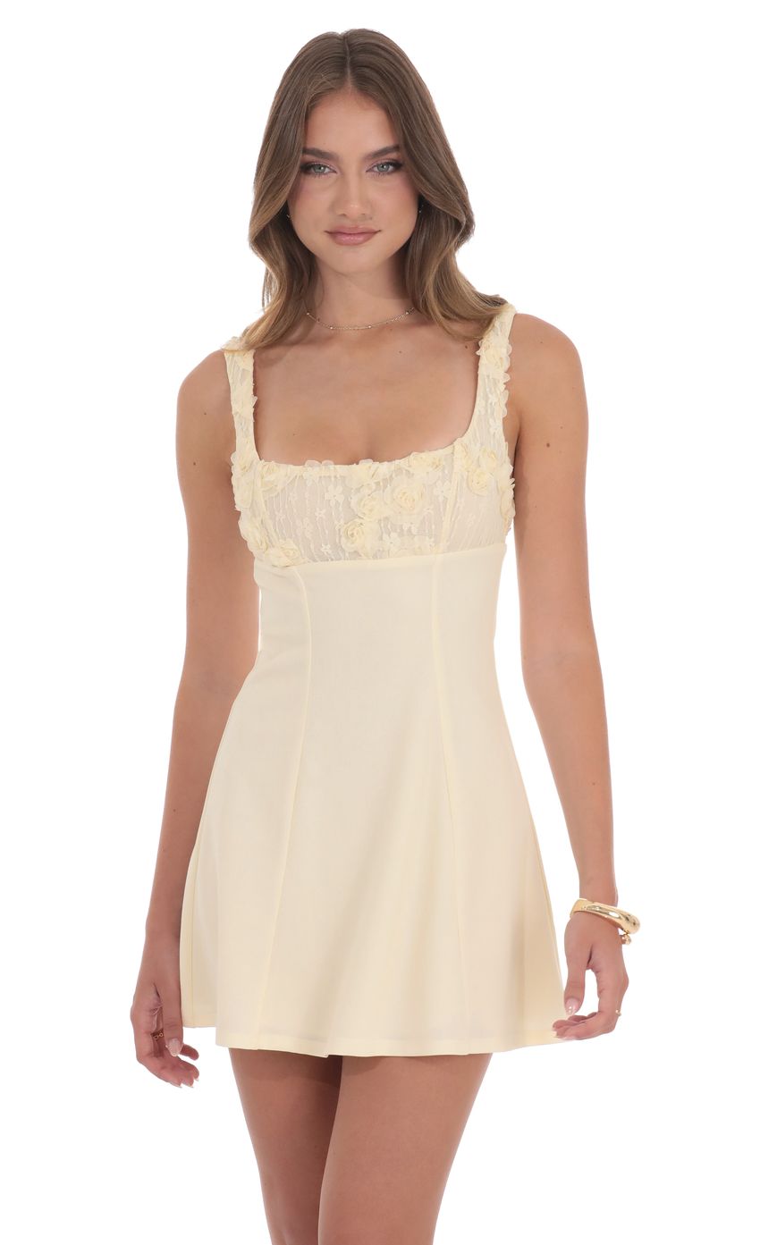 Lucy In The Sky Florette Bust Skater Dress in Cream