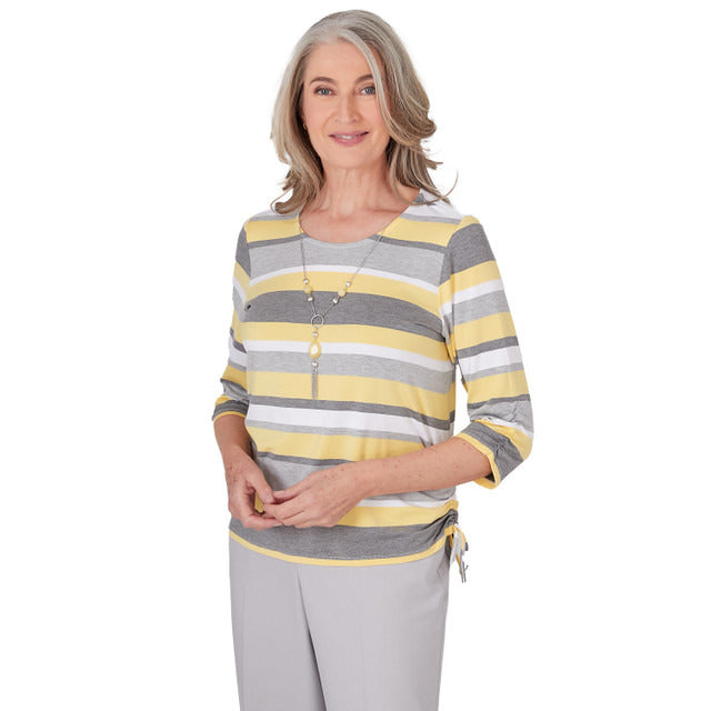 Alfred Dunner Women's Striped Top With Side Ruching