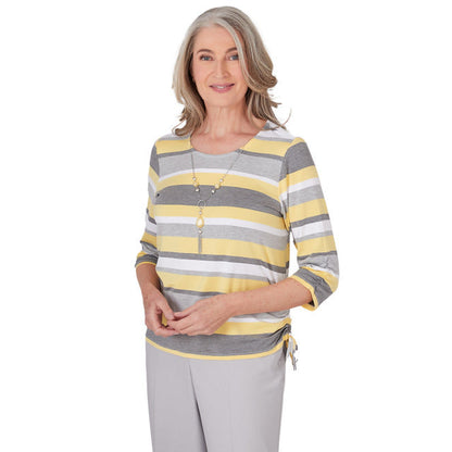 Alfred Dunner Women's Striped Top With Side Ruching