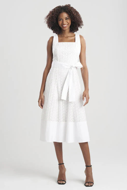 Natori Jaguar Cotton Eyelet Midi Tank Dress