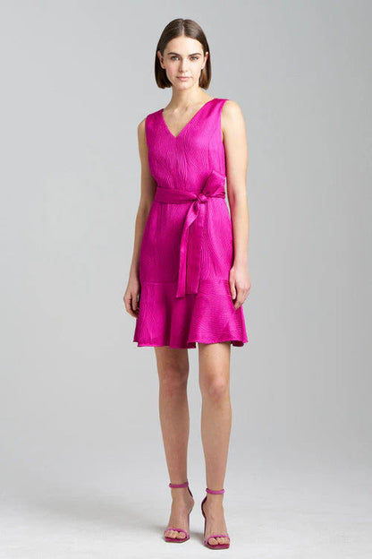 Natori Scroll Jacquard Ruffle Dress