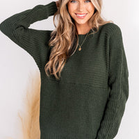 Cupshe Green Round Neck Long Sleeve Knit Sweater