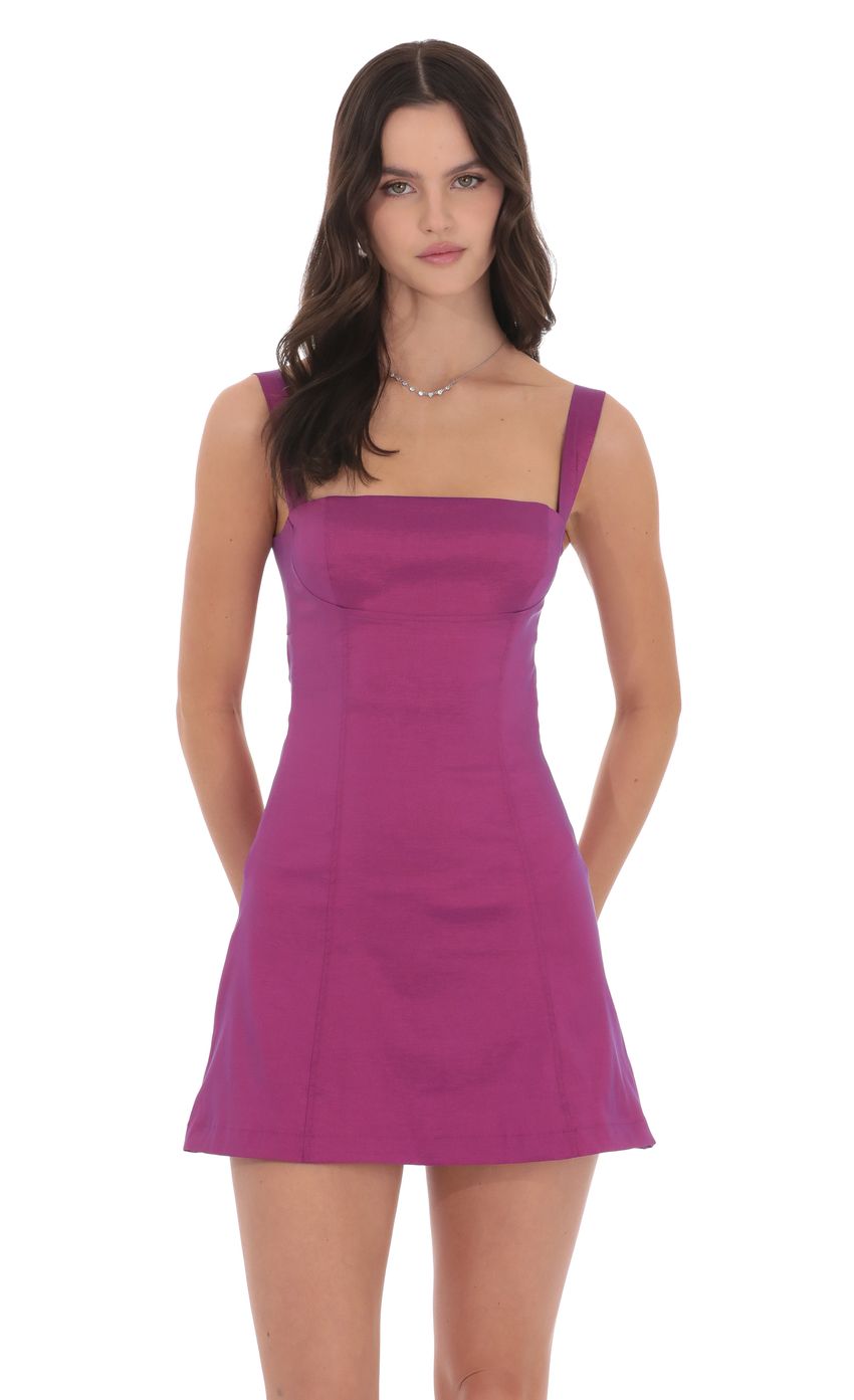 Lucy In The Sky Duo Chrome Back Bow Bodycon Dress in Pink Purple