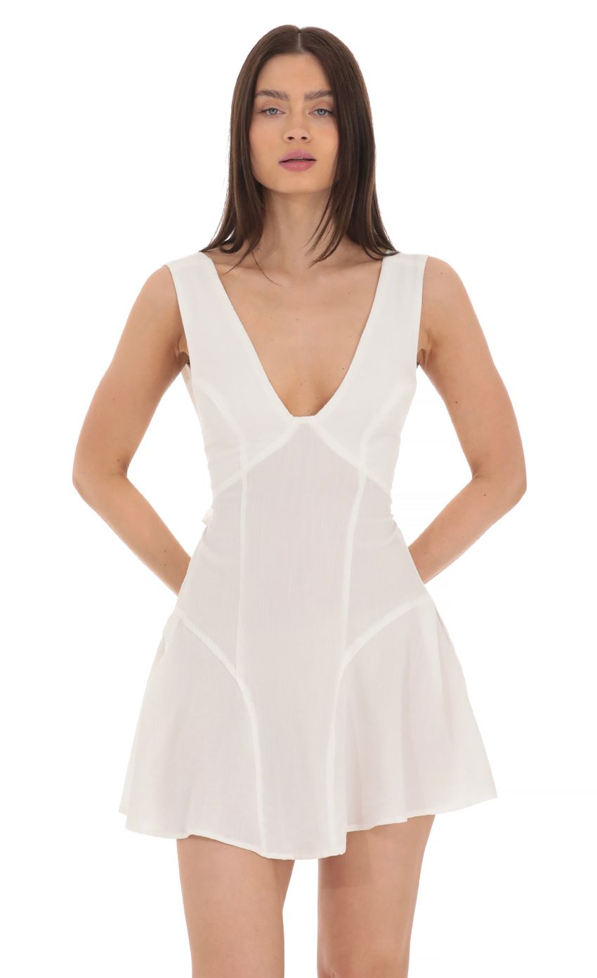 Lucy in the Sky Plunge V-Neck Dress in White
