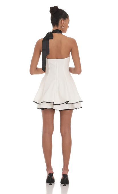 Lucy In The Sky Satin Scarf Strapless Dress in White