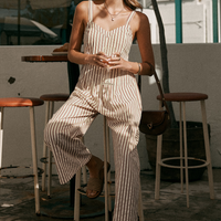 Cupshe Striped Sleeveless V-Neck Wide Leg Jumpsuit