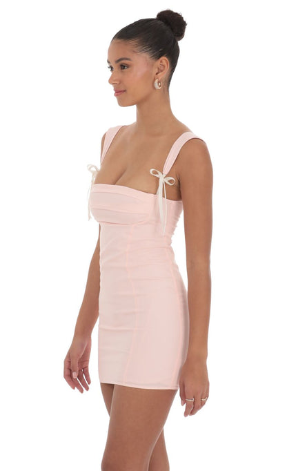 Lucy In The Sky Shoulder Ties Bodycon Dress in Pink