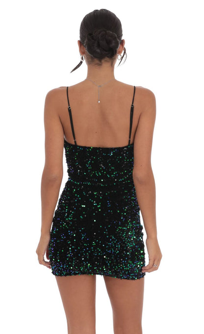 Lucy In The Sky Velvet Velvet Sequin Bodycon Dress Green