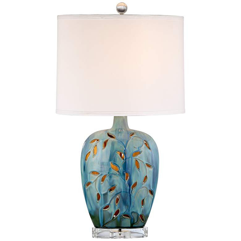 Lamps Plus 360 Lighting Devan Vines 24 1/2" Blue Ceramic Lamp with Night Light