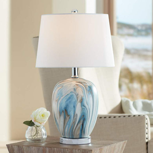 Lamps Plus 360 Lighting Travis 20 1/4" High Modern Blue Ceramic Table Lamp