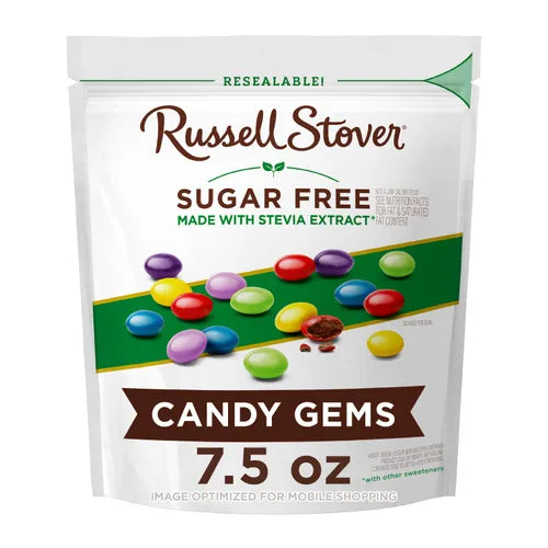 Russell Stover Chocolates Sugar Free Candy Coated Chocolate Gems, 7.5 oz. bag