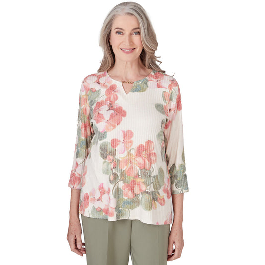 Alfred Dunner Women's Floral Textured Top